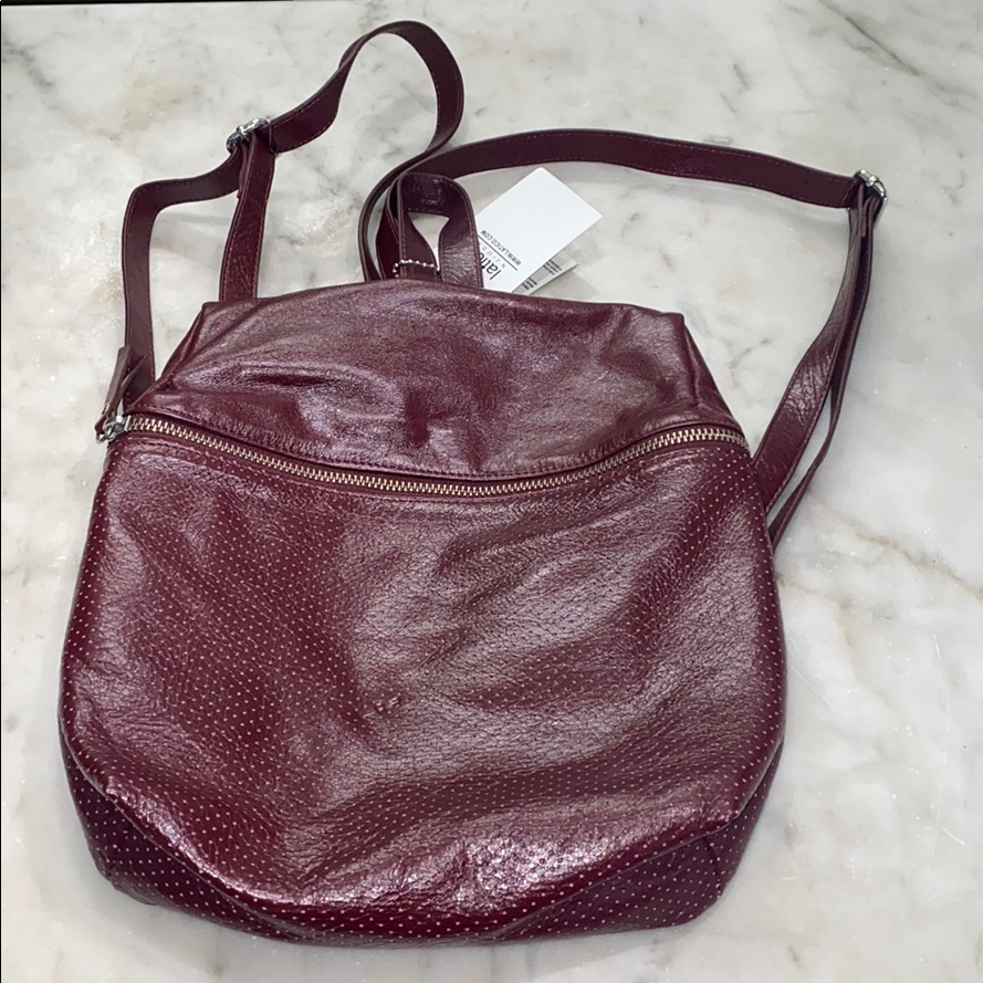 Latico Burgundy Glazed & Perforated Backpack Bnwt